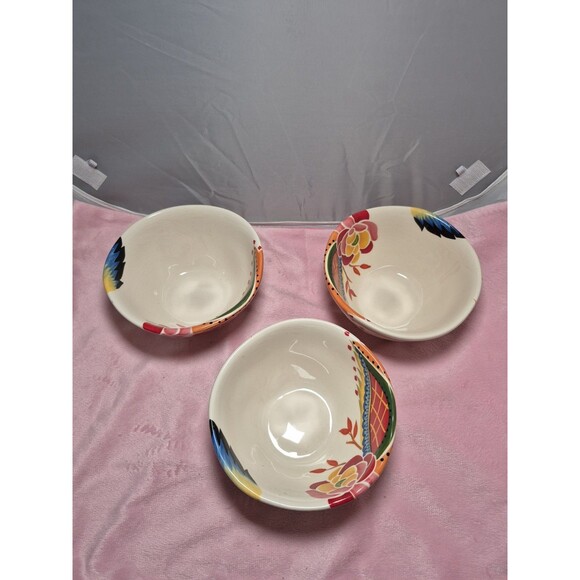 (3) Vida Eva Mendes for Espana Rose Print Cereal Bowls 6” - Picture 2 of 6